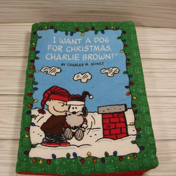 Soft Holiday Fabric Snoopy I Want A Dog For Christmas Book Children's Gift - Picture 1 of 6